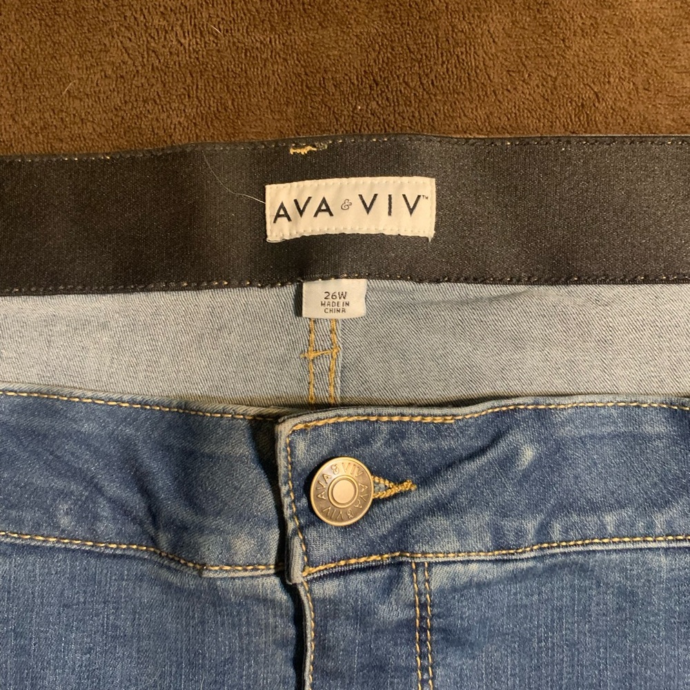 Ava & Viv Blue High-Rise Slim Stretch Crop Denim Jeans